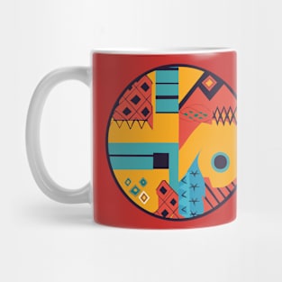 bold and colorful vector t-shirt graphic that features a geometric pattern inspired by African art Mug